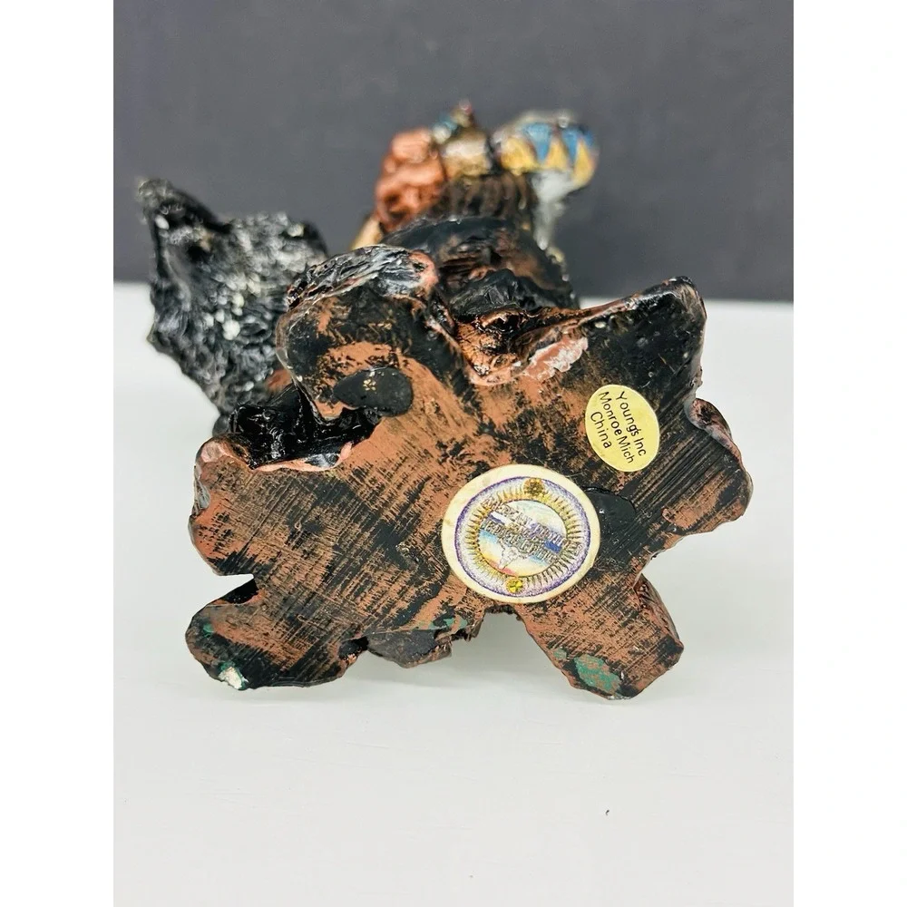 Vintage Resin Native American with Wolf Statue 9